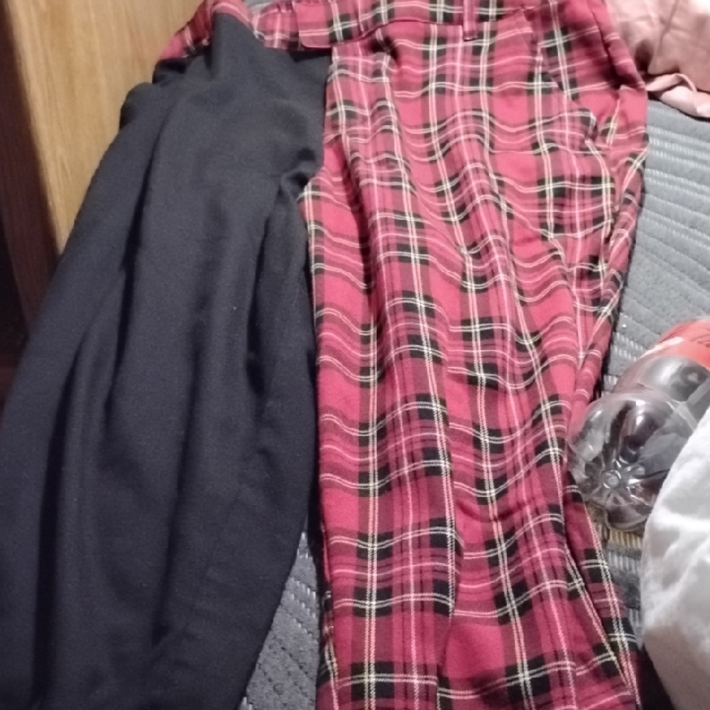 Red Plaid And Black Pants Xl